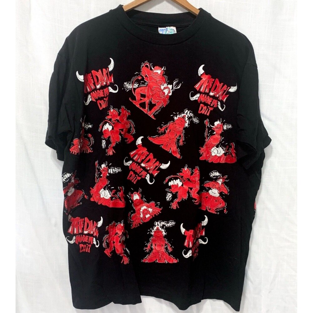 Vintage 1990s "Devil Made Me Do It" Dirty Devil Adult T Shirt Single Stitch XL